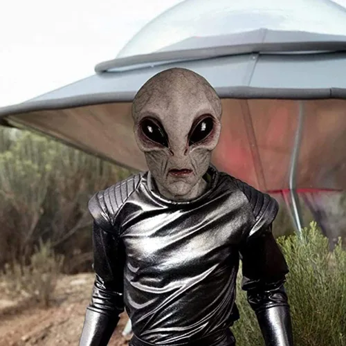 Vista 7 de LECOK Máscara de alienígena aterradora, máscaras realistas de Halloween para adultos, cubierta de cabeza de látex espeluznante, para disfraces