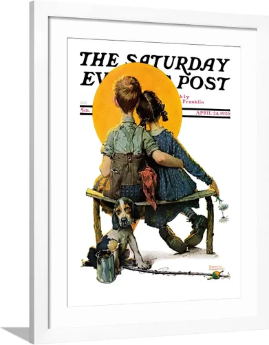 Vista 11 de ART.COM Norman Rockwell - Cubierta para poste de pared con estampado giclée Little Spooners or Sunset Saturday Evening Post, 24 de abril de 1926