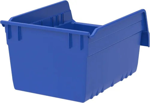 Vista 3 de Akro-Mils 30080 ShelfMax - Caja de almacenamiento de plástico para anidar, 12 pulgadas de largo por 8 pulgadas de ancho por 6 pulgadas de alto, Azul