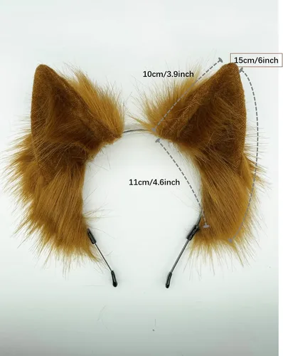 Vista 3 de CoFoWo Cat Fox Wolf Ears HeadbandFurry Ears, Wolf Ears Cosplay Costume, Halloween Christmas Animal Cosplay