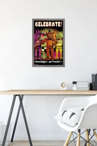 Vista 6 de Trends International Póster de pared de Five Nights at Freddy's - Celebrar la pared, 14.725 x 22.375 pulgadas, versión enmarcada de madera