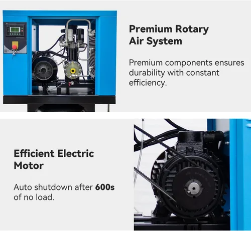 Vista 3 de Compresor de aire de tornillo rotatorio con tanque vertical 10HP 230V 3-Ph Davv-lgjgp007tu2
