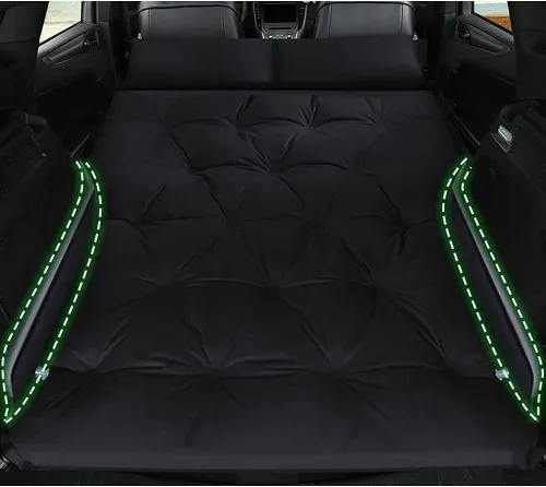 Vista 3 de Colchón de aire autoinflable para automóvil, tapete de dormir para acampar con almohada integrada, cama de automóvil para automóvil, SUV, MPV (negro)