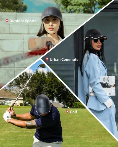 Vista 6 de Casco de béisbol para adultos, estilo urbano, de piel sintética, estilo retro, para golf, casco de viaje urbano de perfil bajo para hombres y mujeres