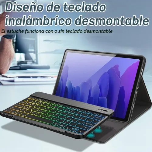 Vista 4 de Funda con teclado para Samsung Galaxy Tab A7 de 10.4 pulgadas 2020 (SM-T500/T505/T507), cubierta de teclado Bluetooth desmontable con A7 10.4 2020