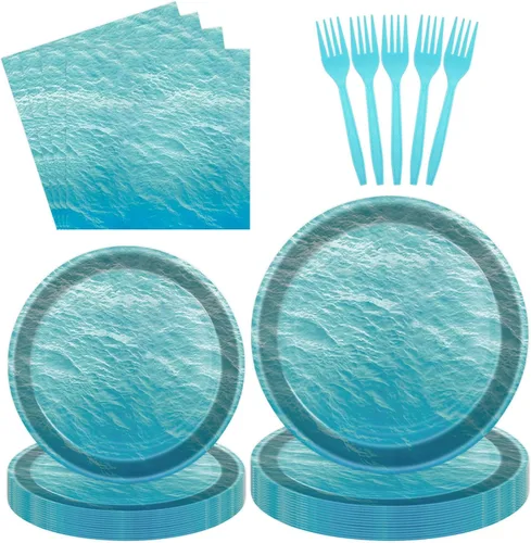 Vista 8 de 96 platos de papel de béisbol y servilletas para fiesta, platos de fiesta de béisbol, servilletas y tenedores, juego de vajilla desechable