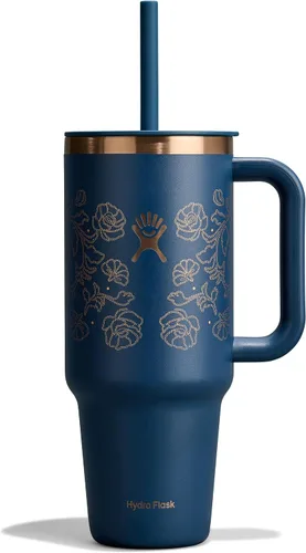 Vista 88 de Hydro Flask Vaso de Viaje con Asa, Tapa y Pajita - Acero Inoxidable Aislado en 24 Oz Aloe