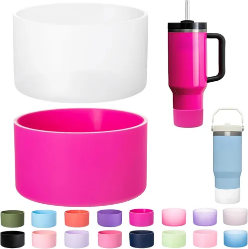 Vista 38 de Paquete de 2 botas de silicona para Stanley Cup de 30 oz y 40 onzas, protector inferior antideslizante y reductor de ruido, cubierta base de vaso