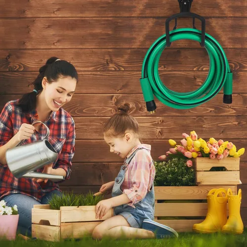 Vista 4 de AIODE Manguera de jardín de 5/8 pulgadas x 15 pies, manguera de agua resistente, súper flexible, para todo tipo de clima, equipo de riego de césped