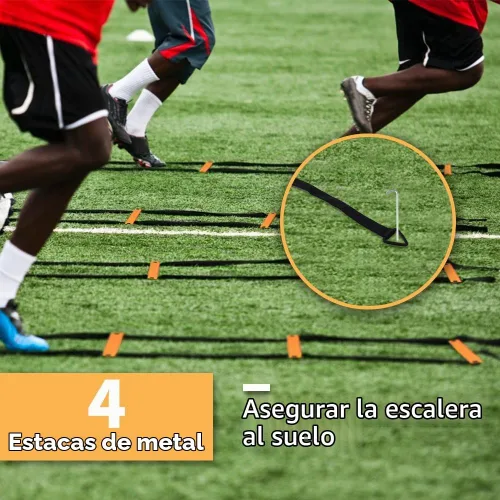 Vista 7 de YISSVIC Agility Ladder and Cones 20 Feet 12 Adjustable Rungs Naranja