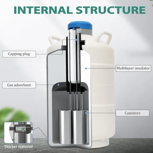 Vista 7 de Contenedor de Nitrógeno Líquido Criogénico de 20L (LN2) Contenedor Criogénico de Aleación de Aluminio Contenedor Criogénico Estático de Nitrógeno