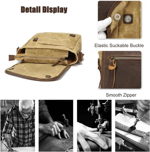 Vista 5 de FANDARE Bolsas de hombro retro para hombre, bolsas de lona para hombre, bolsa cruzada, bolsas de mensajero para hombres y mujeres, paquete