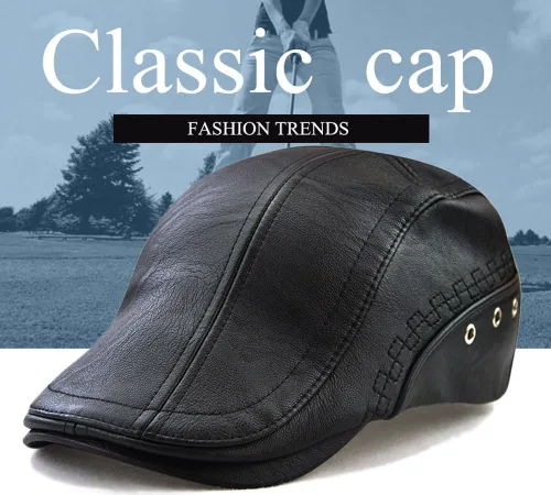 Vista 3 de Gorra de cuero para hombre, diseño de Ivy Gatsby, sombrero de caza para golf