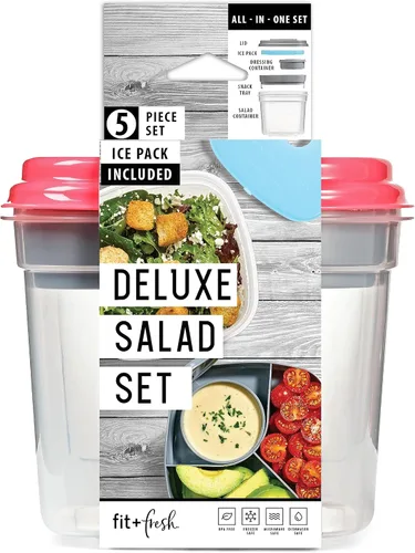 Vista 7 de Fit & Fresh 216HL - Juego de entrada con bolsa de hielo, 3 recipientes reutilizables para control de porciones, sin BPA, apto para microondas