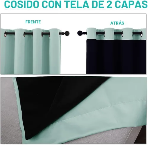 Vista 5 de NICETOWN Juego de cortinas 100 % opacas, con aislamiento térmico y eficiencia energética, para habitación de invitados, paneles de sombreado Aqua