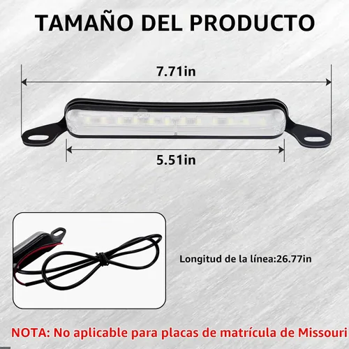 Vista 2 de Luces LED de matrícula de 12 V CC, luz universal de matrícula, conjunto de lámpara de matrícula impermeable, luz LED de placa de repuesto