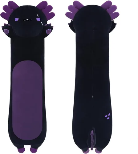 Vista 6 de Almohada larga de ajolote de peluche para abrazar, regalo para niños y niñas (negro, 19.6 pulgadas)