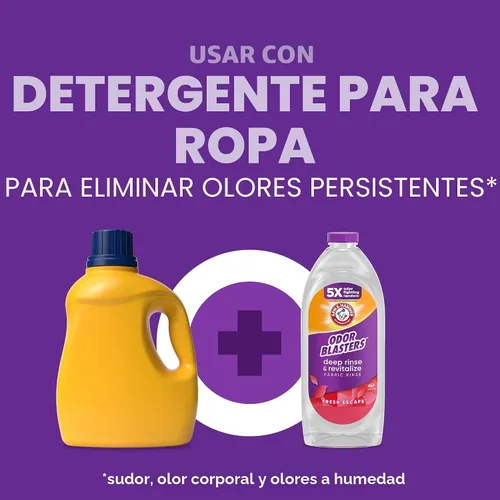 Vista 7 de ARM & HAMMER Odor Blasters Enjuague Profundo y Revitalizante para Telas, Aditivo para Lavandería, Elimina Sudor y Olores a Humedad, Aroma Fresh