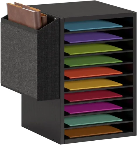 Vista 16 de Unionly, Ranura de almacenamiento de papel de organización de literatura, organizador de archivos de escritorio de oficina, buzón de madera