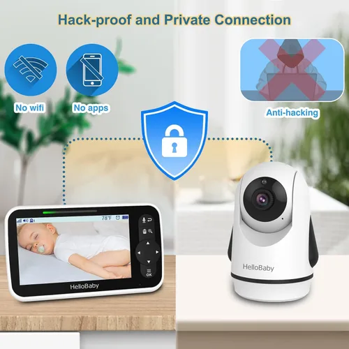 Vista 4 de HelloBaby Monitor de bebé sin WiFi de 5 pulgadas con cámara y audio
