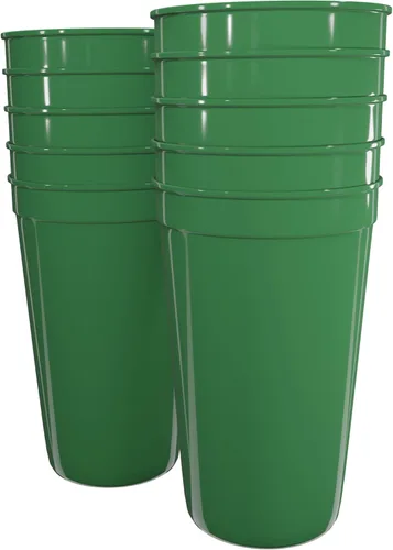 Vista 53 de PartyPrints Paquete de 100 vasos de plástico en blanco reutilizables de 10 a 12 onzas, vasos de estadio a granel, sin BPA, aptos para lavavajillas