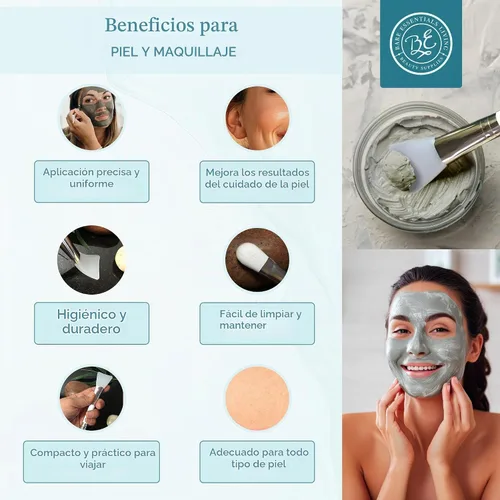 Vista 3 de Bare Essentials Living - Cepillo para mascarilla facial de arcilla (1 paquete, bambú), herramienta doble aplicadora de máscara facial de silicona