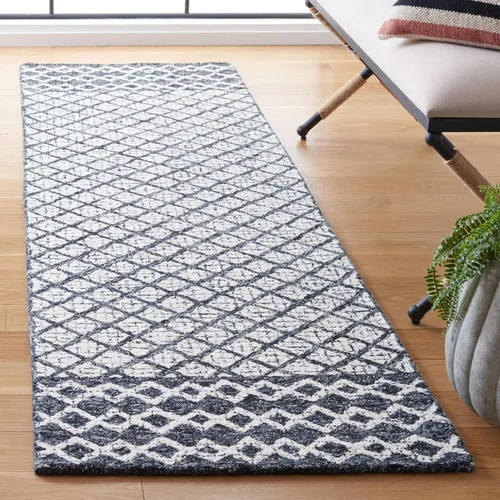 Vista 22 de SAFAVIEH Abstract Collection - Alfombra decorativa, 2 x 3 pies, azul y marfil, lana hecha a mano, ideal para zonas de alto tráfico en entrada, sala