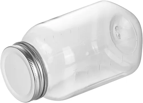 Vista 4 de Paquete de 6 tarros Mason de 32 onzas de plástico transparente con tapa Silver Matel Tarros vacíos de plástico para cocina y hogar