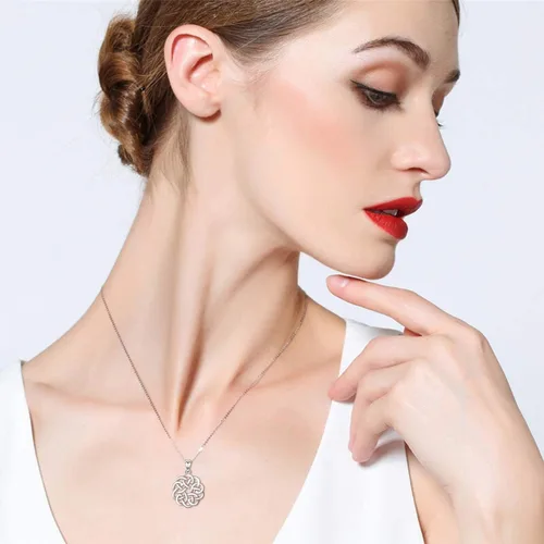 Vista 3 de EVER FAITH Collar con colgante simple de plata de ley 925, joyería para mujer, regalo significativo para hija de mamá, regalos de joyería para mamá