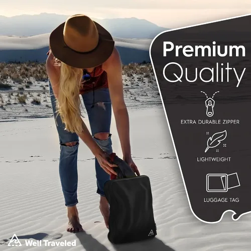 Vista 5 de Cubos y bolsas de embalaje de compresión de lujo de 4 piezas para viajes, maximiza el espacio en el equipaje con diseño HybridMax de doble
