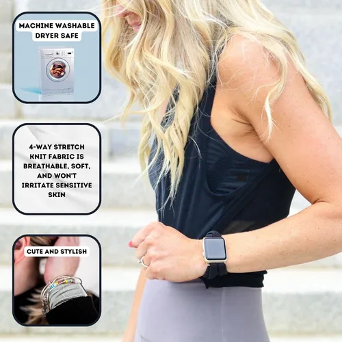 Vista 7 de Banda de yoga rosa rubor para Apple Watch Series 1-8, 1.496 in 1.575 in 1.614 in 1.654 in 1.732 in 1.772 in