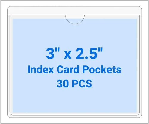 Vista 103 de 30 PCS Clear Self Adhesive Plastic Label Pockets, Top Loading Business & Library Index Card Holders, Peel and Stick Sleeves for Storage Bins, Totes