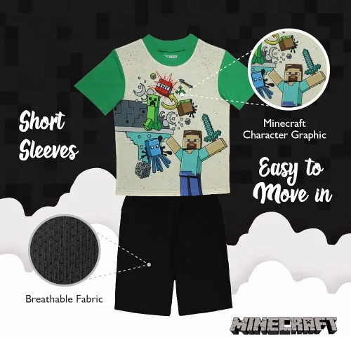 Vista 5 de Minecraft Conjunto de pijama de algodón para niños grandes Minería