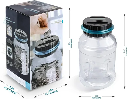 Vista 8 de Alcancía grande para niños y adultos, Vcertcpl Banco digital con contador de monedas LCD, capacidad de 1.8 L, tarro de dinero para adultos, diseñado