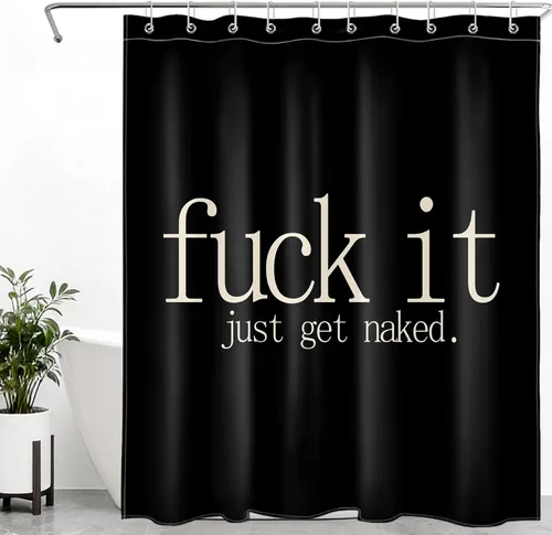 Vista 13 de LB Fuck It Get Naked - Cortina de ducha pequeña de 48 x 68 pulgadas, forro de cortina de ducha en blanco y negro, cortina de ducha estrecha