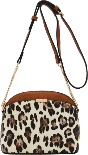 Vista 2 de FashionPuzzle Bandolera pequeña con estampado de leopardo con correa de cadena