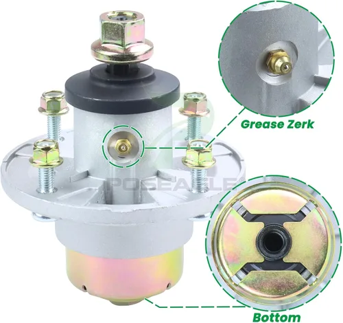Vista 6 de Conjunto de husillo AM144608 previamente engrasado con polea de husillo UC20697 para John Deere X330 X350 X354 X370 X380 X384 X390 X394 X570 X580