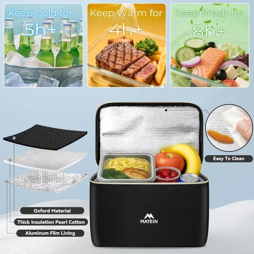 Vista 4 de MATEIN - Mochila de almuerzo de 15.6 pulgadas, bolsa negra para laptop con Negro