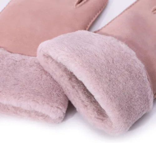 Vista 7 de Harssidanzar Guante de cuero para mujer, invierno, clima frío, piel de oveja, con calefacción, cálido y peludo, KL023US