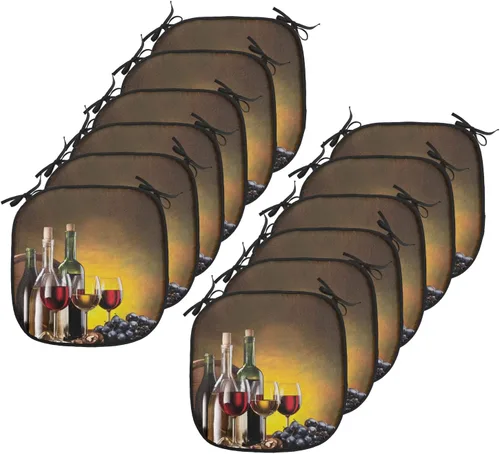 Vista 172 de Lunarable Cojín de asiento para silla de café, siluetas de taza de café expreso con frijoles fuente de cafeína, ilustración de bebidas gourmet