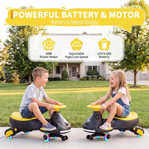 Vista 3 de GarveeLife 12V Electric Wiggle Car with Pedal for Kids, Black