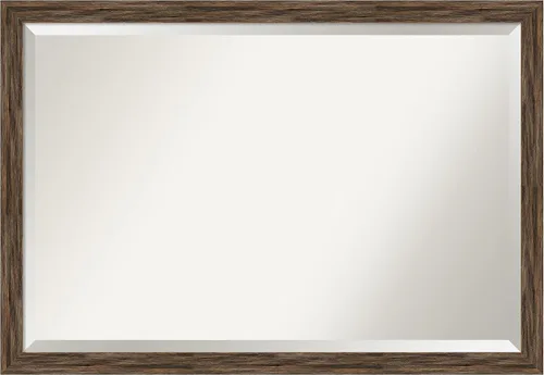 Vista 19 de Amanti Art Espejo de pared marrón de 26 x 22 pulgadas, espejo rectangular de baño de Alejandría marrón rústico para decoración de pared, sala