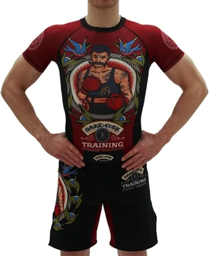 Vista 3 de Hardcore Training Guardia de erupción de compresión para hombre, manga corta, MMA, Jiu Jitsu No-Gi, apretada, BJJ Grappling, capa base de combate