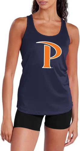 Vista 492 de Camiseta deportiva sin mangas oficial de NCAA Collegiate para mujer, con espalda cruzada, colección con logotipo primario