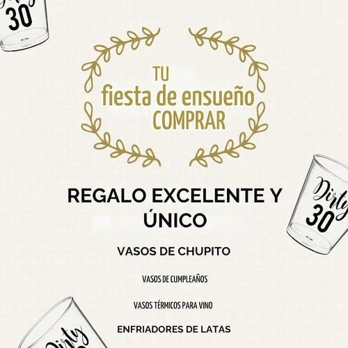 Vista 9 de Decoraciones de cumpleaños de Dirty 30 para ella y él, vasos de chupito de 100 piezas - plástico