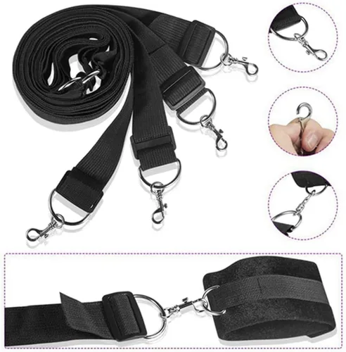 Vista 2 de Kit de sujeción de cama para cama de tamaño King, amarre sexual debajo del colchón, lazos sexuales de tamaño Queen para tobillos y muñecas, puños