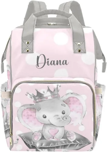 Vista 10 de XOZOTY Mochila de pañales de dibujos animados de vaca linda con nombre para hombres y mujeres de enfermería personalizada bolsas de bebé hombro