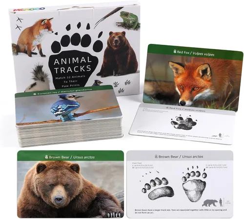 Vista 12 de MEROCO Juego de cartas de pistas de animales de safari, juegos de animales de granja, juego de pistas de animales, juguetes educativos