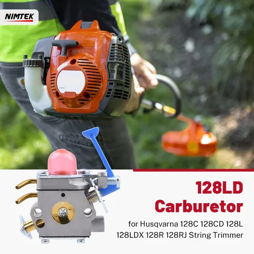 Vista 2 de NIMTEK Carburador 128LD con kits de afinación para Husqvarna 128C 128CD 128L 128LDX 128R 128RJ recortadora de cuerdas reemplaza a Poulan 545081848