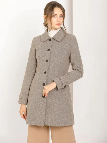 Vista 4 de Allegra K Abrigo largo de invierno con cuello Peter Pan para mujer